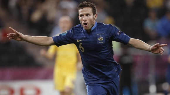 France midfielder Yohan Cabaye celebrates his goal.