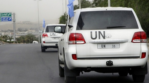 UN observer vehicles in Syria.