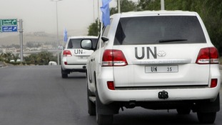 UN observer vehicles in Syria.