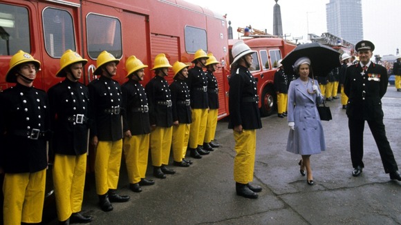 The Queen with London Fire Brigade in 1977