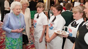 The Queen meeting pupils from Latimer Arts College near Kettering