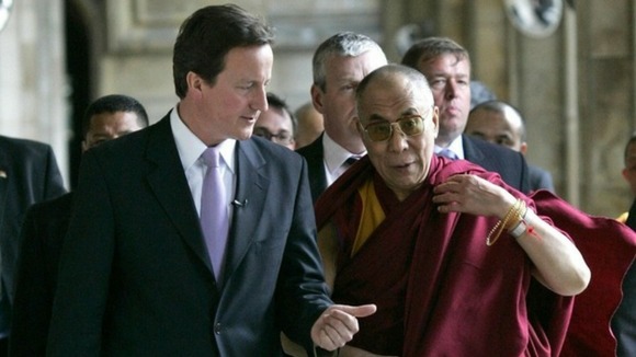 Prime Minister David Cameron meets the Dalai Lama in London recently during his tour of the UK.