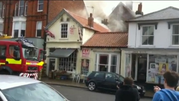Firefighters tackle a blaze at a restaurant in Aldeburgh