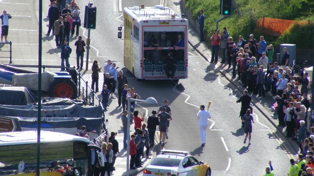 The Olympic Torch procession was attended by hundreds