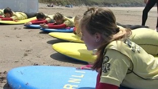 Children getting beach safety lessons
