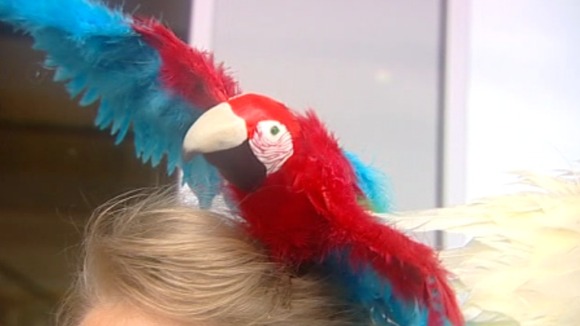 A plastic parrot hat from Royal Ascot 2011