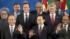 David Cameron poses for the G20 family photo in Mexico