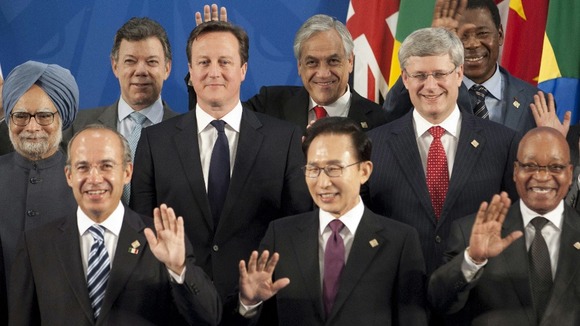 David Cameron poses for the G20 family photo in Mexico