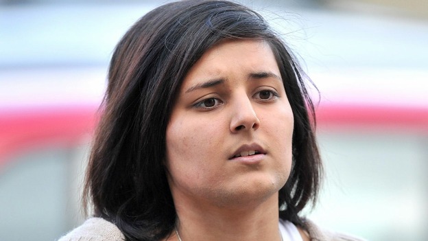 Mevish Ahmed, sister of Shafilea Ahmed, arrives at Chester Crown Court.