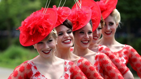 Race-goers attend the first day of Royal Ascot.