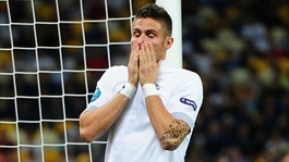 France's Olivier Giroud rues a missed chance from a header during the Group D defeat.