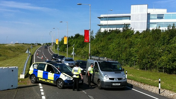 Police roadblock at Stansted airport