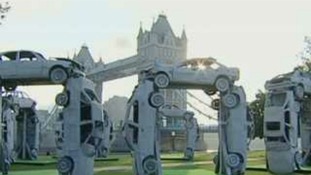 Sculpture made of scrap cars