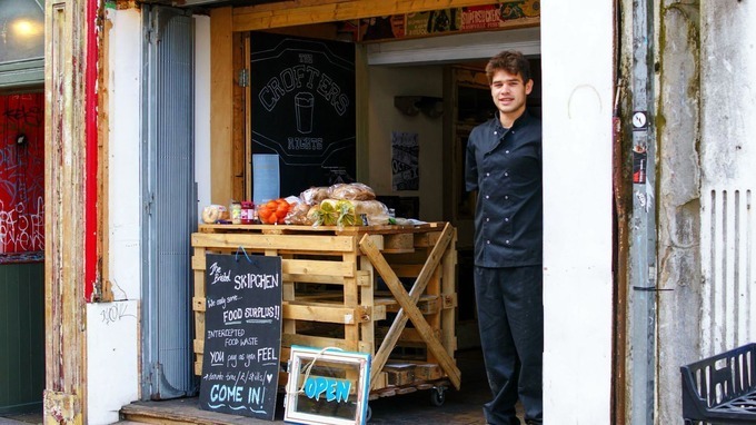 Sam Joseph, the creator, outside Skipchen in Stokes Croft