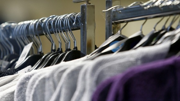 Clothes hang on a rail at a Primark store in Loughborough