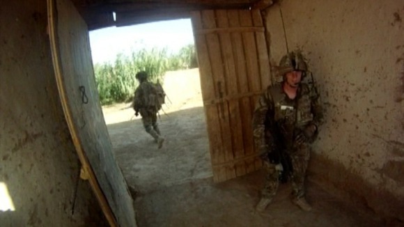 Soldier from the Royal Anglian Regiment on patrol in Afganistan.