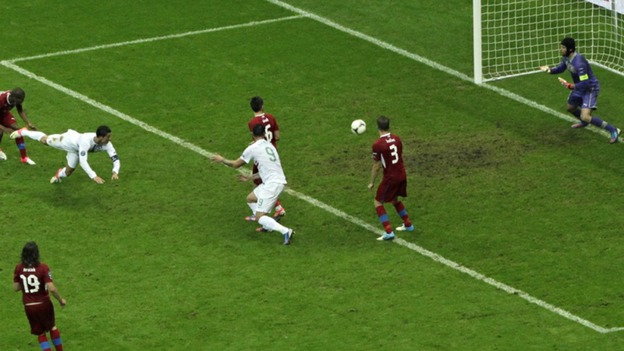 Portugal winger Cristiano Ronaldo scores the winner.