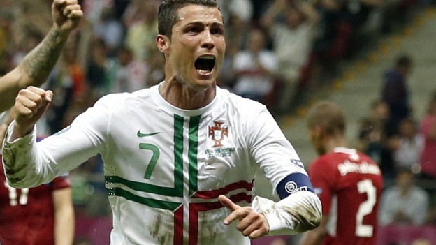 Portugal winger Cristiano Ronaldo celebrates his winner.
