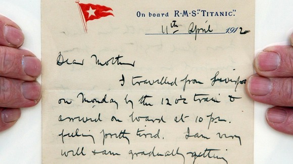 The letter sent from the Titanic which will go on display this summer