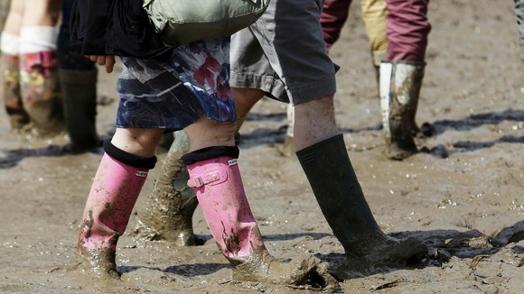 Heavy rain has water-logged the event's site in Newport.
