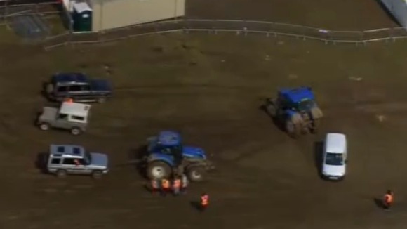 Cars being towed