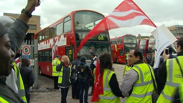 Striking bus workers