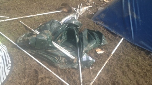 tents destroyed by the weather on the isle of wight