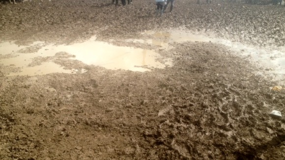 Organisers are trying to put down straw to cope with the mud