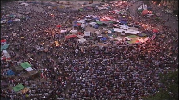 Egyptians gather in Tahrir Square in anticipation of the election results