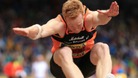 Greg Rutherford in the mens long jump during the Aviva UK Trials and Championships at the Alexander Stadium, Birmingham
