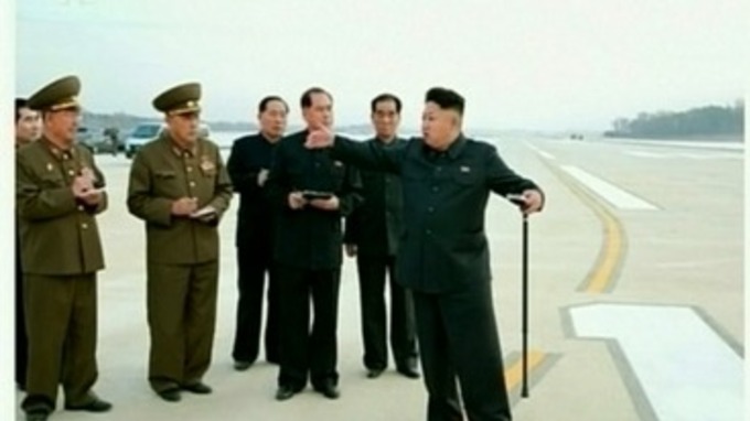 Kim Jong-un inspecting the construction site of Pyongyang International Airport.