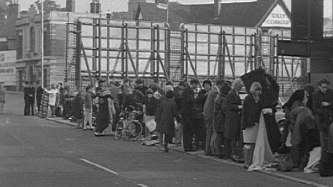 The queue to buy Beatles tickets in Ipswich in 1964