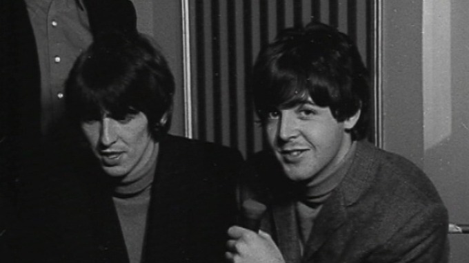 Paul McCartney tries his hand as an Anglia Television reporter in 1964.