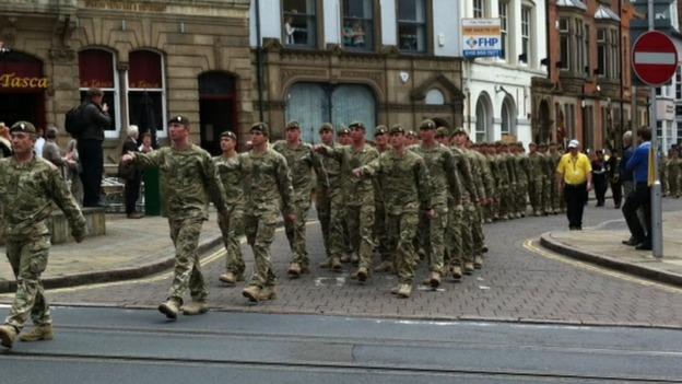Three hundred soldiers from Nottingham are taking part in the parade