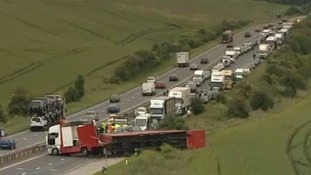 overturned lorry