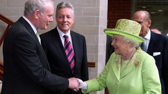 The Queen publicly shakes hands with Martin McGuinness