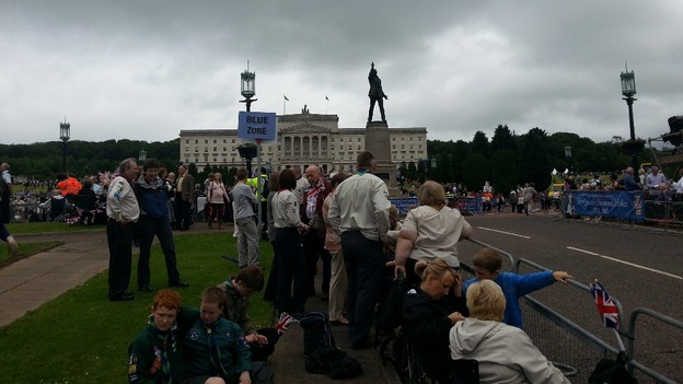 Crowds gather ahead of Queen's Stormont visit