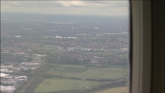 Newcastle from plane windows