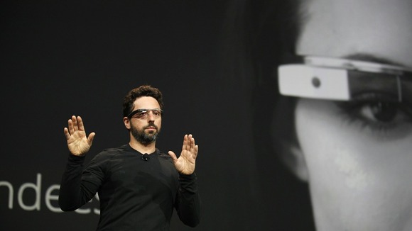 Sergey Brin, co-founder of Google, wears a Google Glass.