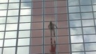 Mark Sluszny completes his vertical run in Brussels.