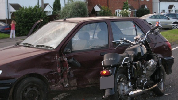 Motorcyclist airlifted to hospital after collision with car