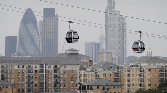 The cable car runs is between the ExCeLexhibition centre and the 02 arena at Greenwich in south London.