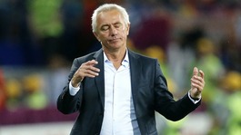 Dutch head coach Bert van Marwijk reacts during the Portugal group match in Kharkiv.