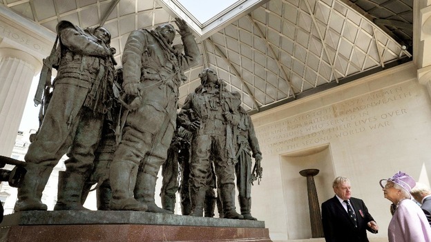 The Queen unveils the Bomber Command Memorial in Green Park, London.