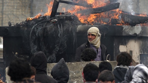 Protest outside the US military base in Bagram