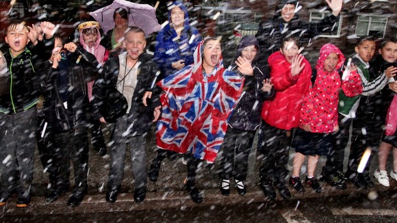 Children celebrating in Grantham