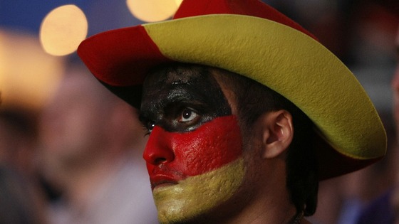 A German fan watches his side crash out of the Euro 2012 Championships 