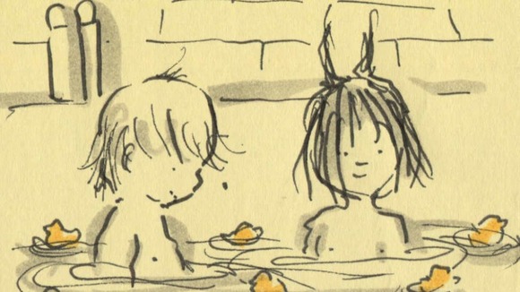 A sketch of the children in the bath