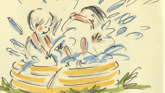 A sketch of children in the paddling pool
