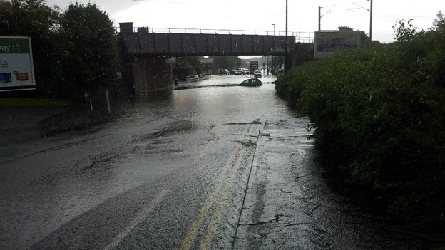 A car is stranded in West Moor